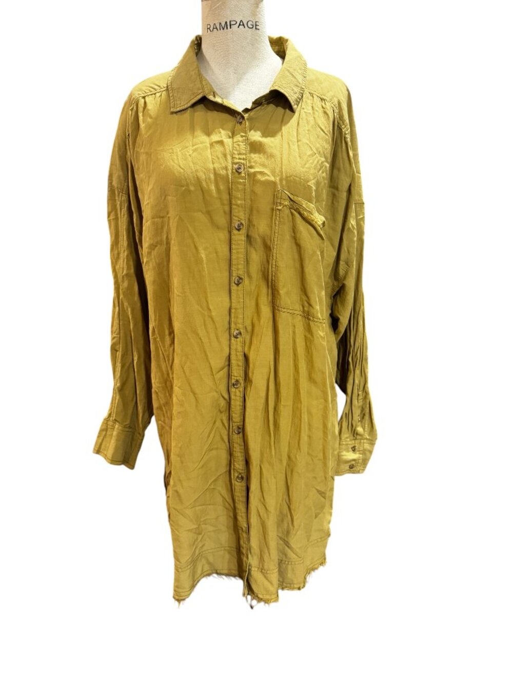 Pilcro Airy Oversized Mustard Button Down Tunic Shirt XL - Picture 2 of 6